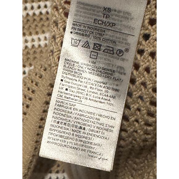 Gap Relaxed White/Tan Stripe Crochet Collared Sweater Size XSmall beach vacation - Picture 7 of 7